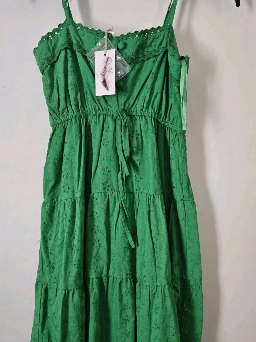 Jessica Simpson Green Eyelet Tiered Sundress